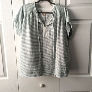 Style & Co Striped T-shirt with tie neck Size 3x